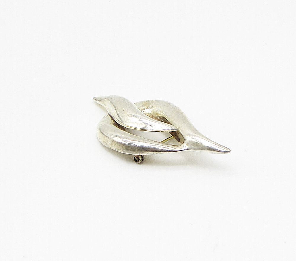 MEXICO 925 Sterling Silver  Vintage Smooth Fire Design Brooch Pin  BP1069