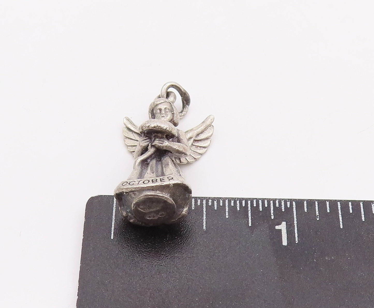 925 Sterling Silver Vintage Pendant CREED Mini October Fairy Angel  PT23361