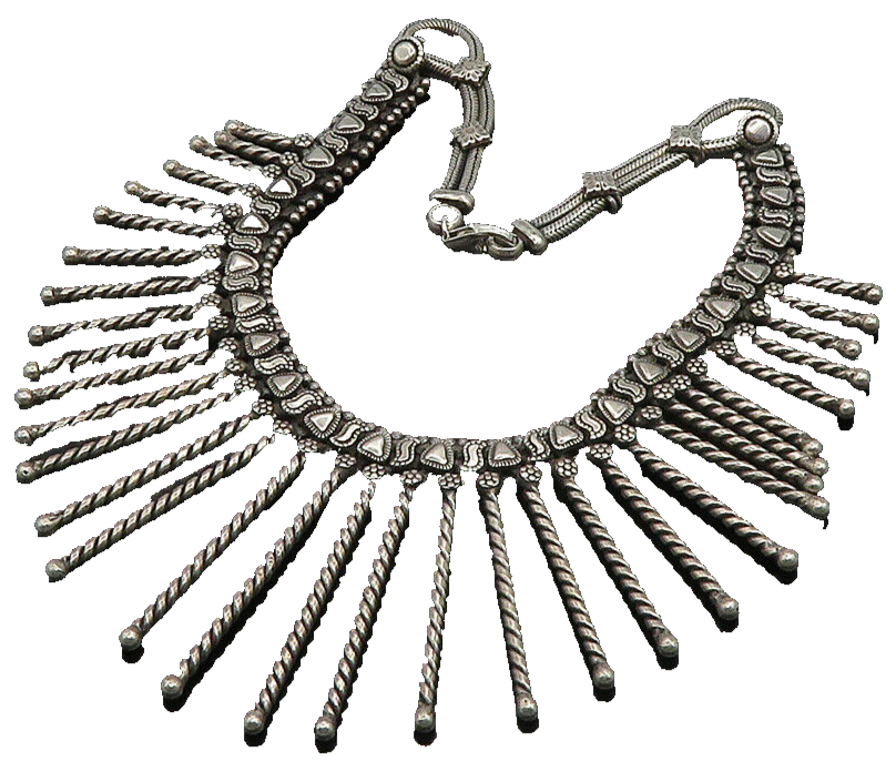 Solid Silver Vintage Dangling Twist Bar Royal Collar Chain Necklace  NE3317