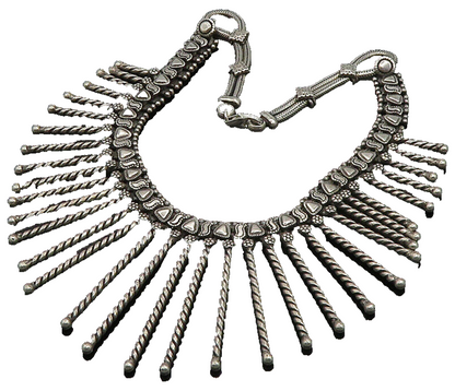 Solid Silver Vintage Dangling Twist Bar Royal Collar Chain Necklace  NE3317