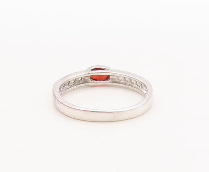 925 Sterling Silver Vintage Ring Oval Gemstones & Real Diamonds  Sz 7  RG29447