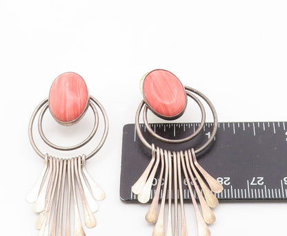 925 Sterling Silver Vintage Earrings Cabochon Gemstone Modernist Dangle  EG14207