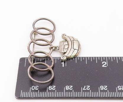 DESIGNER 925 Sterling Silver Vintage Interlocking Circle House Brooch Pin BP9389
