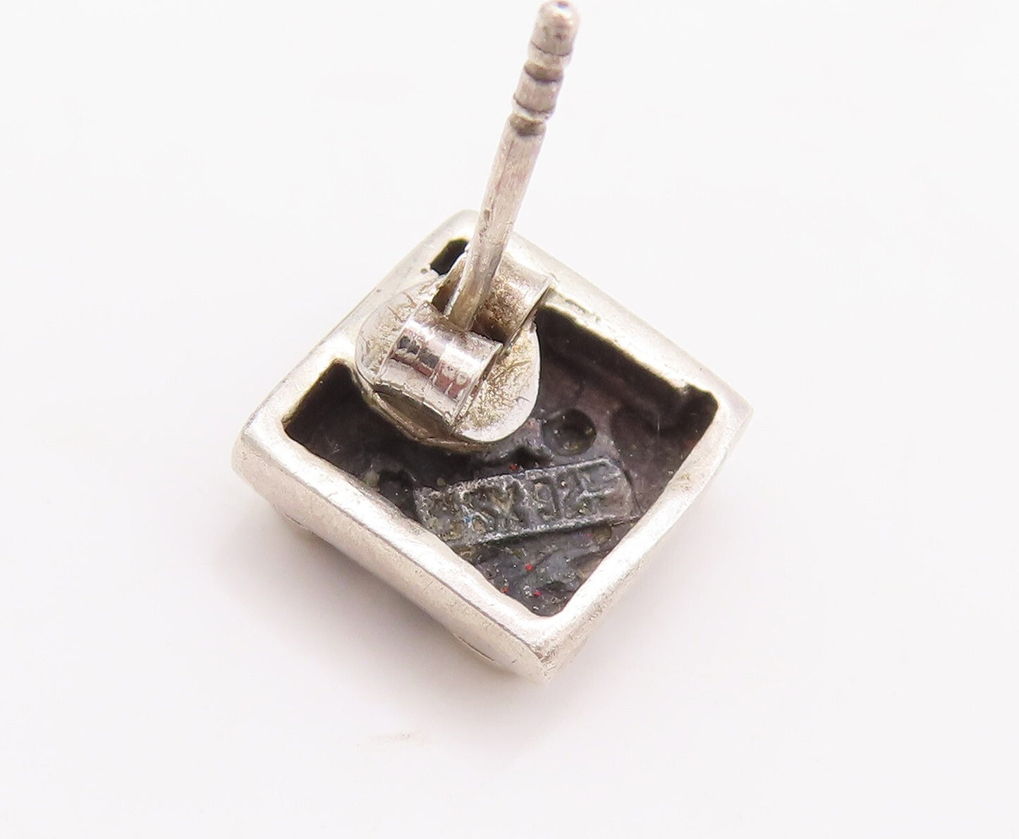 925 Sterling Silver Vintage Earrings Minimalist Swirly cutout Square  EG13133