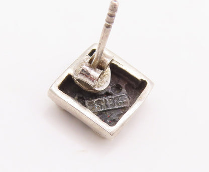 925 Sterling Silver Vintage Earrings Minimalist Swirly cutout Square  EG13133
