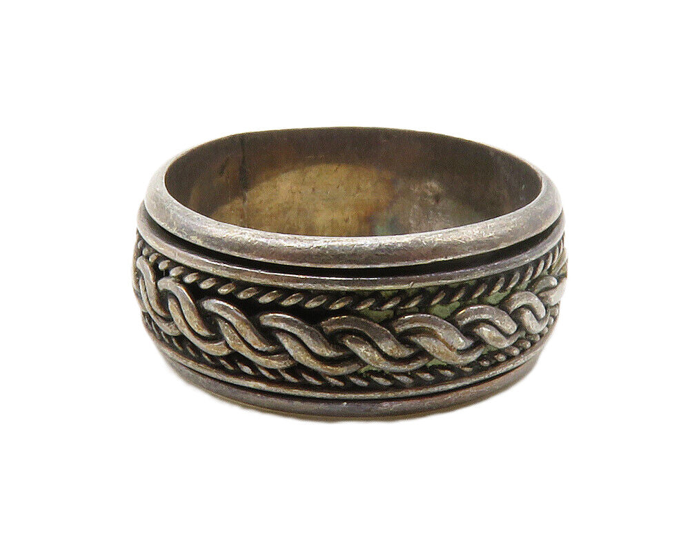 925 Sterling Silver  Vintage Dark Tone Swirl Twist Spinner Ring Sz 7  RG13744