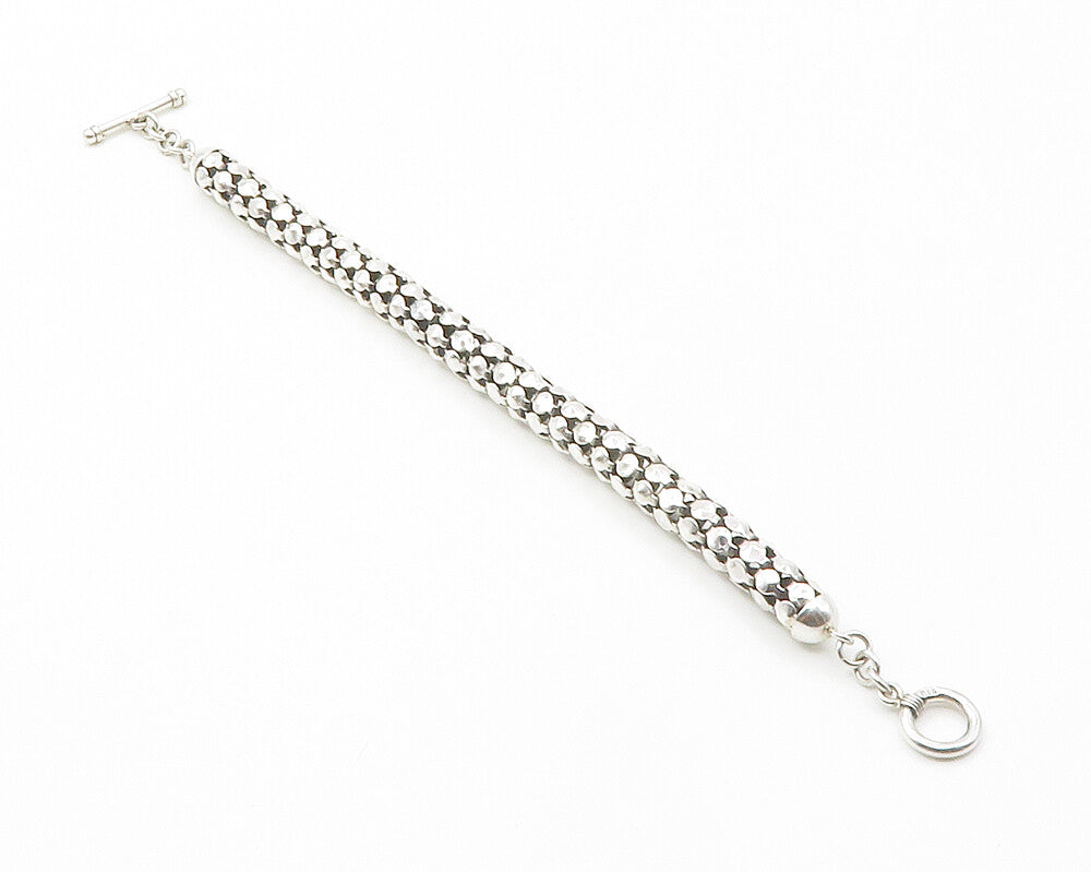 925 Sterling Silver  Vintage Shiny Hollow Snake Chain Bracelet  BT5503