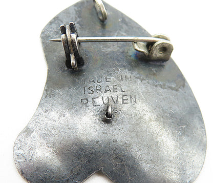 ISRAEL 925 Sterling Silver Vintage Oxidized Dancing Figure Brooch Pin BP1578