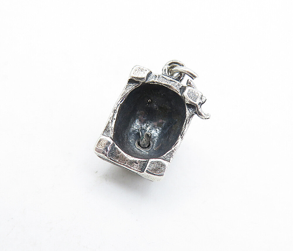 925 Sterling Silver  Vintage Petite Old Fashioned Telephone Pendant  PT4805