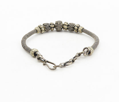 925 Sterling Silver  Vintage Antique Beaded Wire Twist Bangle Bracelet  BT3976