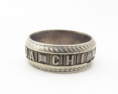 925 Sterling Silver  Vintage Sigma Lambda Chi Etched Band Ring Sz 6  RG11870