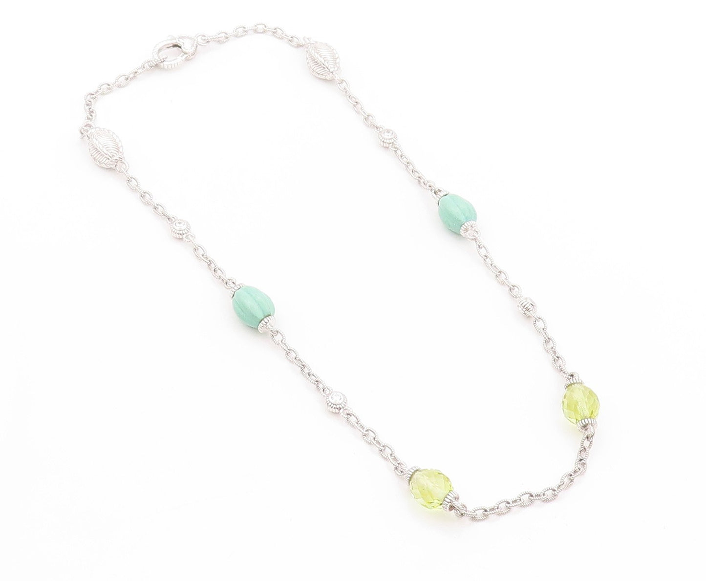 925 Sterling Silver Vintage Necklace JUDITH RIPKA Turquoise Citrine Chain NE4555