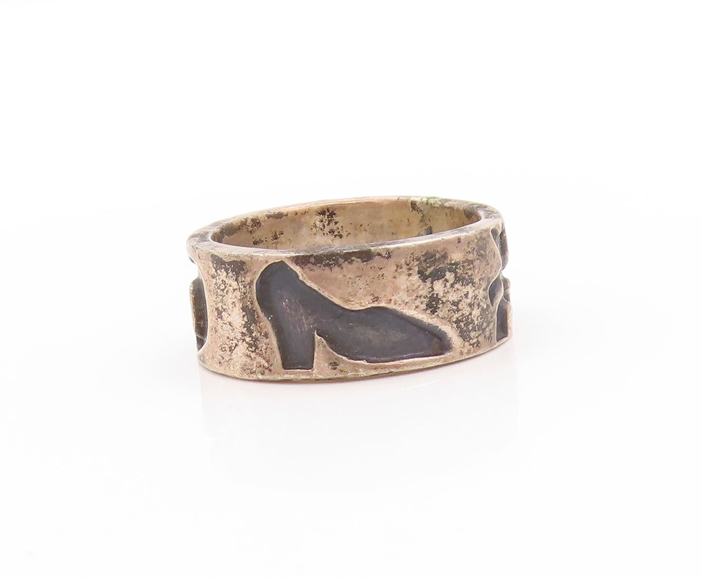 925 Sterling Silver Vintage Ring MEXICO Enameled Boots Children  Sz 7  RG32919