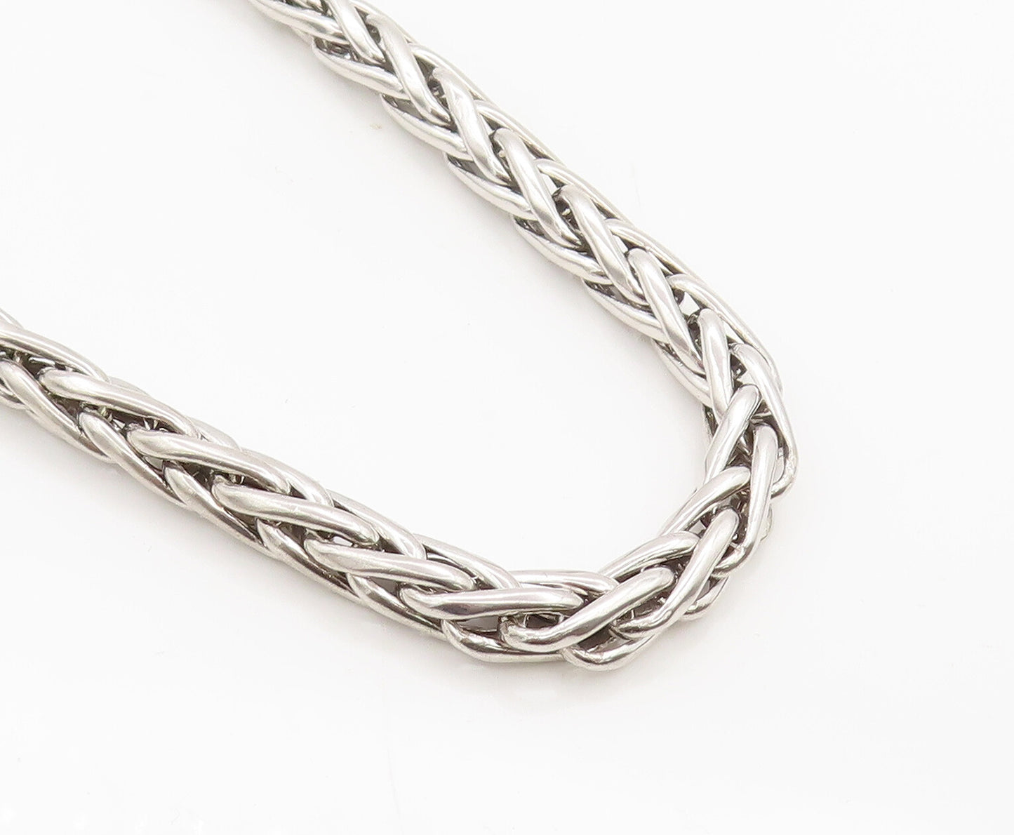 925 Sterling Silver  Vintage Swirly Lock Link Long Chain Necklace  NE4072