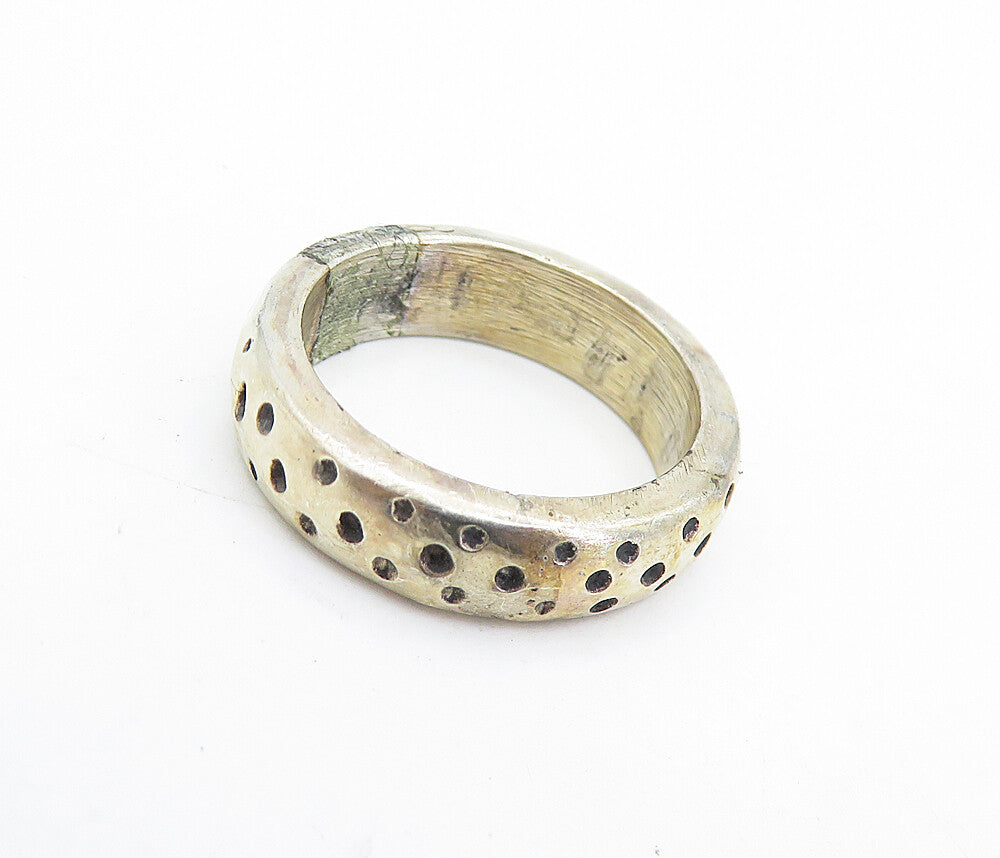 925 Sterling Silver Vintage Dotted Pattern Round Band Ring Sz 6.5 RG6889