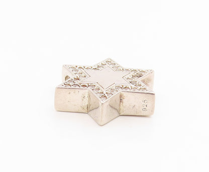 925 Sterling Silver Vintage Pendant CZ Solid Celestial Hexagram Charm  PT26077