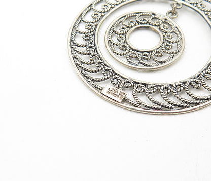 925 Sterling Silver Vintage Wire Swirl Twist Round Dangle Earrings EG3869