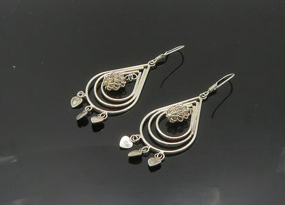 925 Sterling Silver  Vintage Shiny Open Tear Drop Dangle Earrings  EG10121