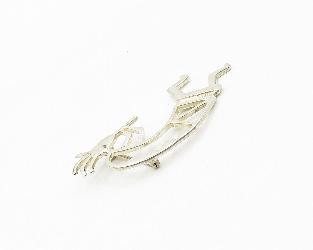 BELINDA WOODY NAVAJO 925 Silver  Vintage Kokopelli Dancer Brooch Pin  BP6992