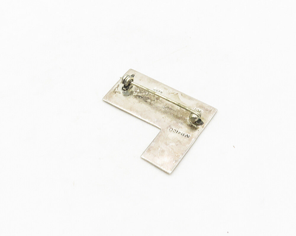 MEXICO 925 Silver  Vintage Oxidized Children Heart Letter L Brooch Pin  BP7190
