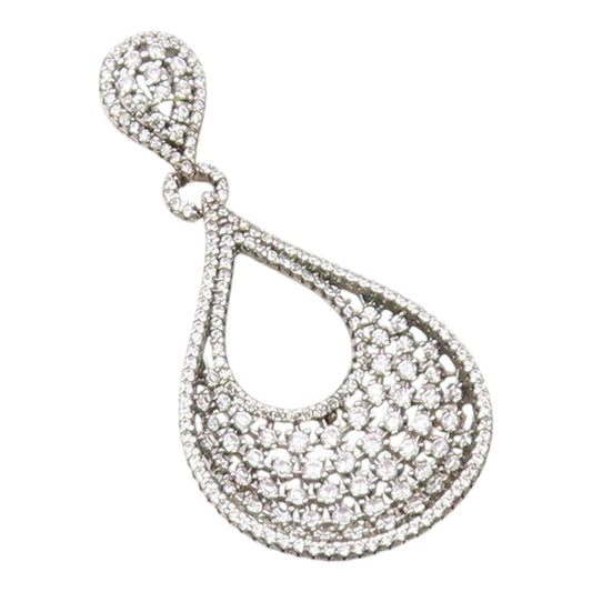 925 Sterling Silver  Vintage Fancy Cubic Zirconia Pear Shaped Pendant  PT21609