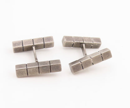 925 Sterling Silver Vintage Cufflinks DENMARK Modernist Geometric Blocks  TR4148