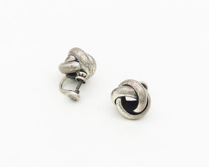 DANECRAFT 925 Sterling Silver  Vintage Shiny Knot Non Pierce Earrings  EG9366