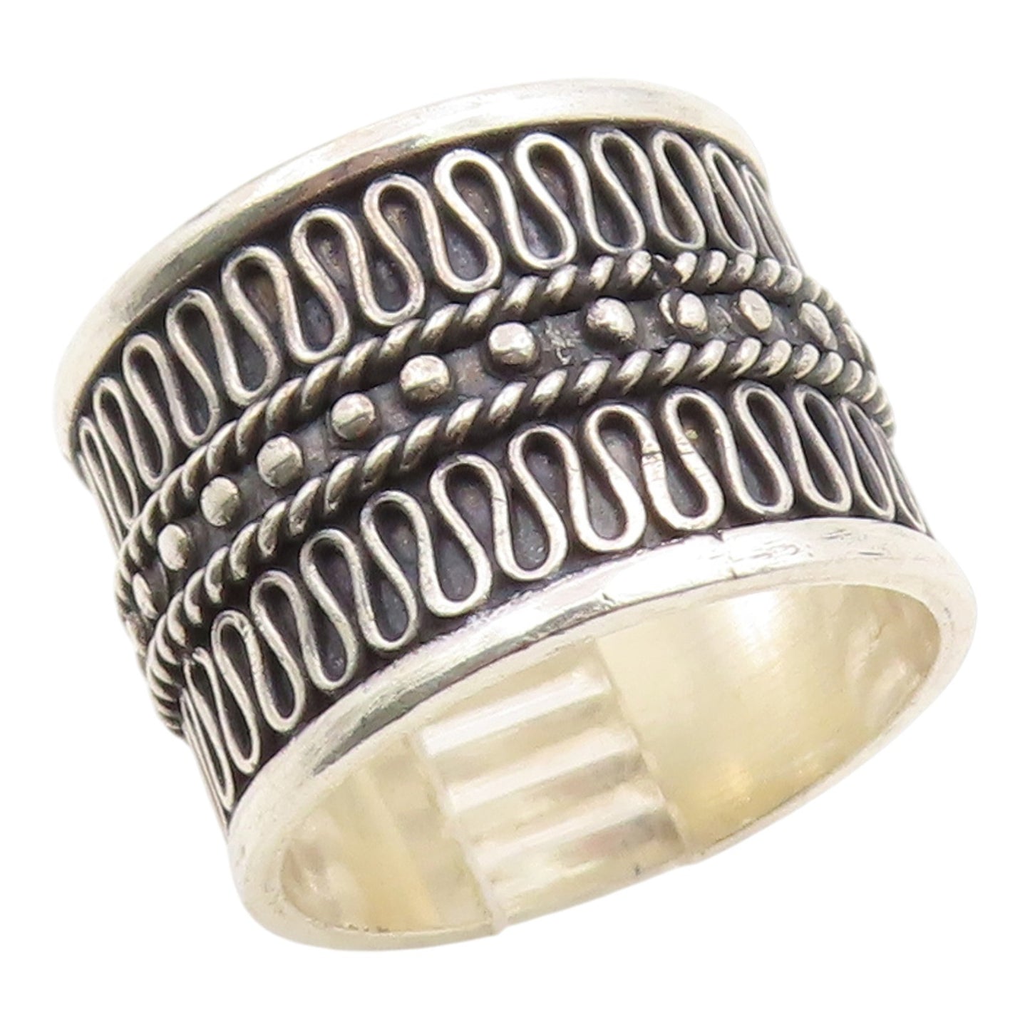 925 Sterling Silver Vintage Ring SUARTI BALI Scrollwork Band  Sz 9.5  RG35404