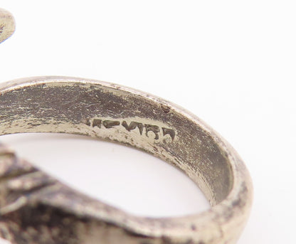 925 Sterling Silver Vintage Ring Classic Giraffe Motif Bypass Band Sz 5 RG35406