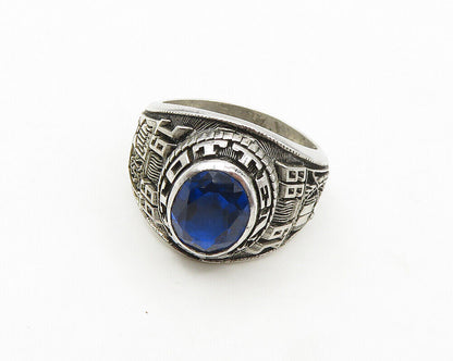 REED 925 Silver Vintage Blue Topaz S.I Totten 1999 Class Ring Sz 8 RG18061