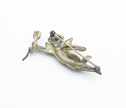 925 Sterling Silver  Vintage Antique Dark Tone Baby Angel Brooch Pin  BP2441