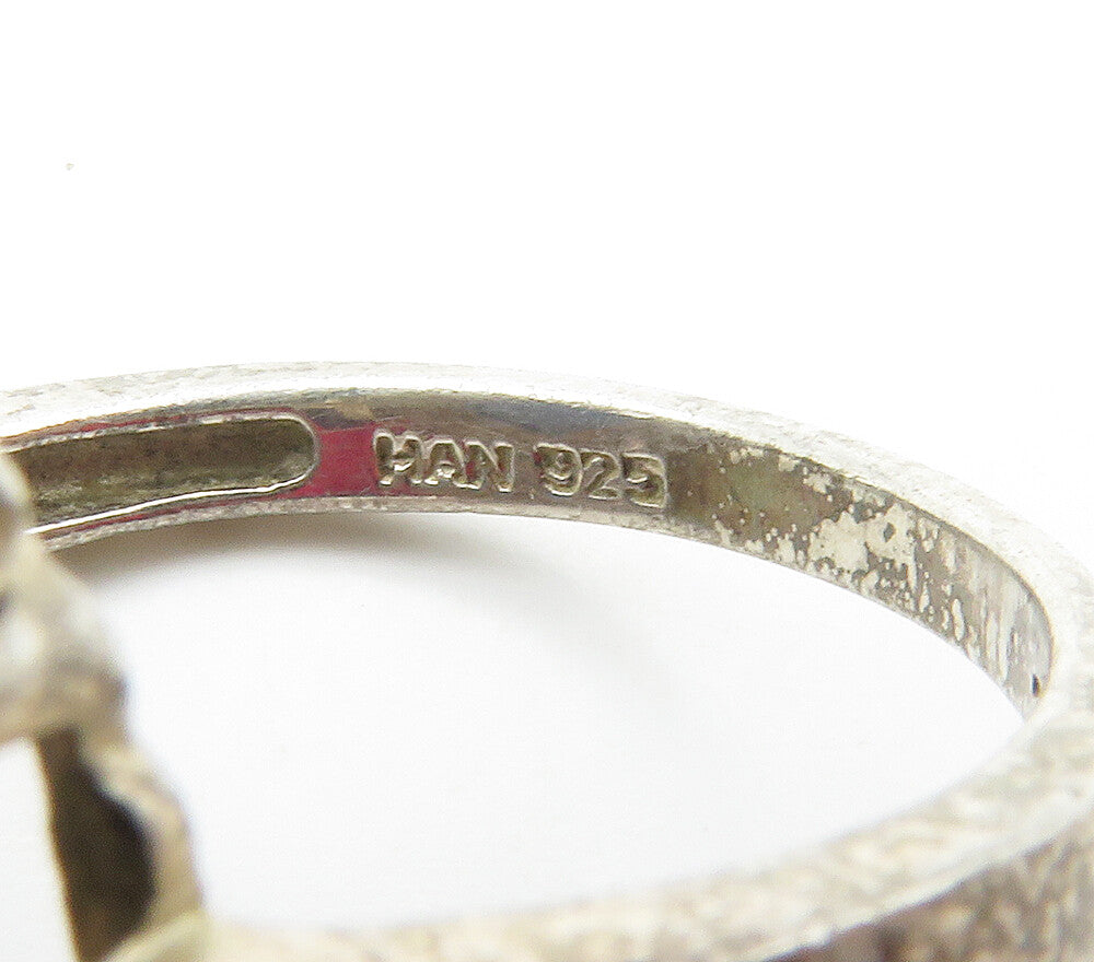 925 Sterling Silver  Vintage Lapis Lazuli Swirl Cocktail Ring Sz 7  RG15354