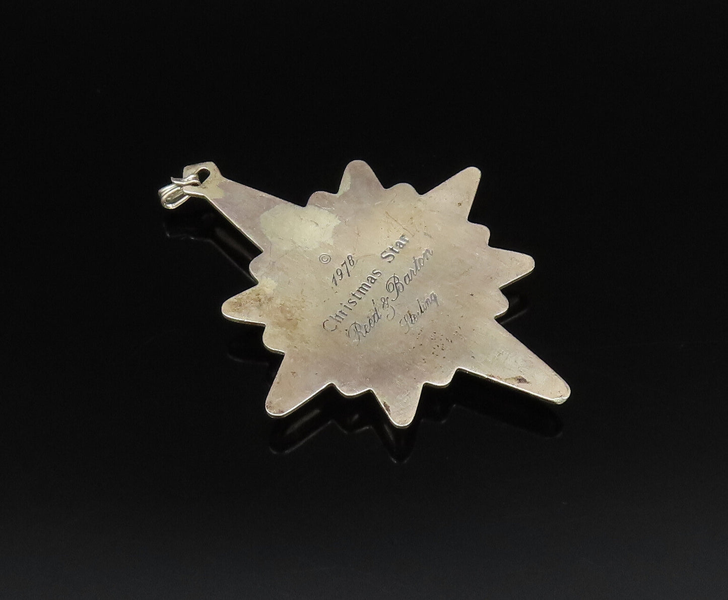 REED & BARTON 925 Silver  Vintage Christmas Star Ornate Pendant  PT21673