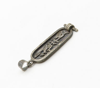 925 Sterling Silver Vintage Egyptian Hieroglyphics Cartouche Pendant PT12008