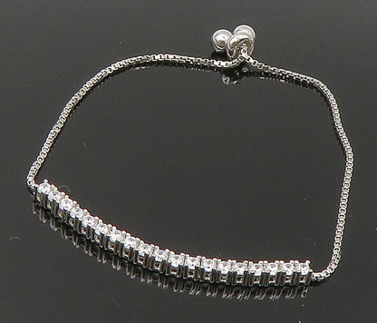 925 Silver  White Cubic Zirconia Adjustable Child Box Chain Bracelet  BT1059