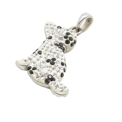 925 Sterling Silver  Vintage Cubic Zirconia Spotted Dog Pendant  PT13783
