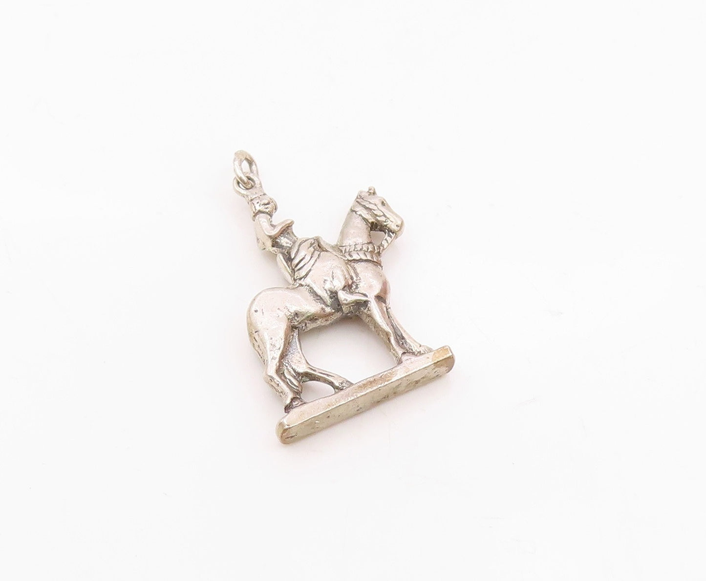 925 Sterling Silver  Vintage Shiny Woman On Horse Drop Pendant  PT17430