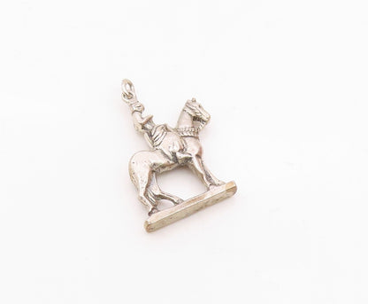 925 Sterling Silver  Vintage Shiny Woman On Horse Drop Pendant  PT17430