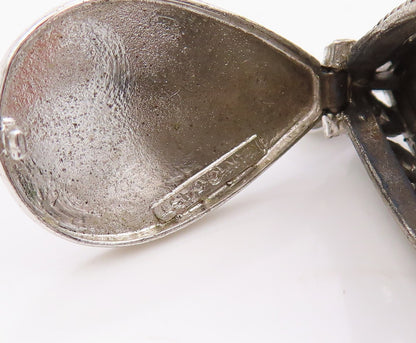925 Sterling Silver Vintage Pendant Drop Shape Floral Design ( OPENS ) PT24682