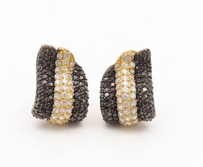 925 Sterling Silver Vintage Earrings Gold Plated Spinel & CZ Cluster  EG14191