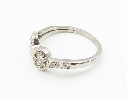 925 Sterling Silver  Topaz Moon & Shooting Star Motif Band Ring Sz 7  RG10346