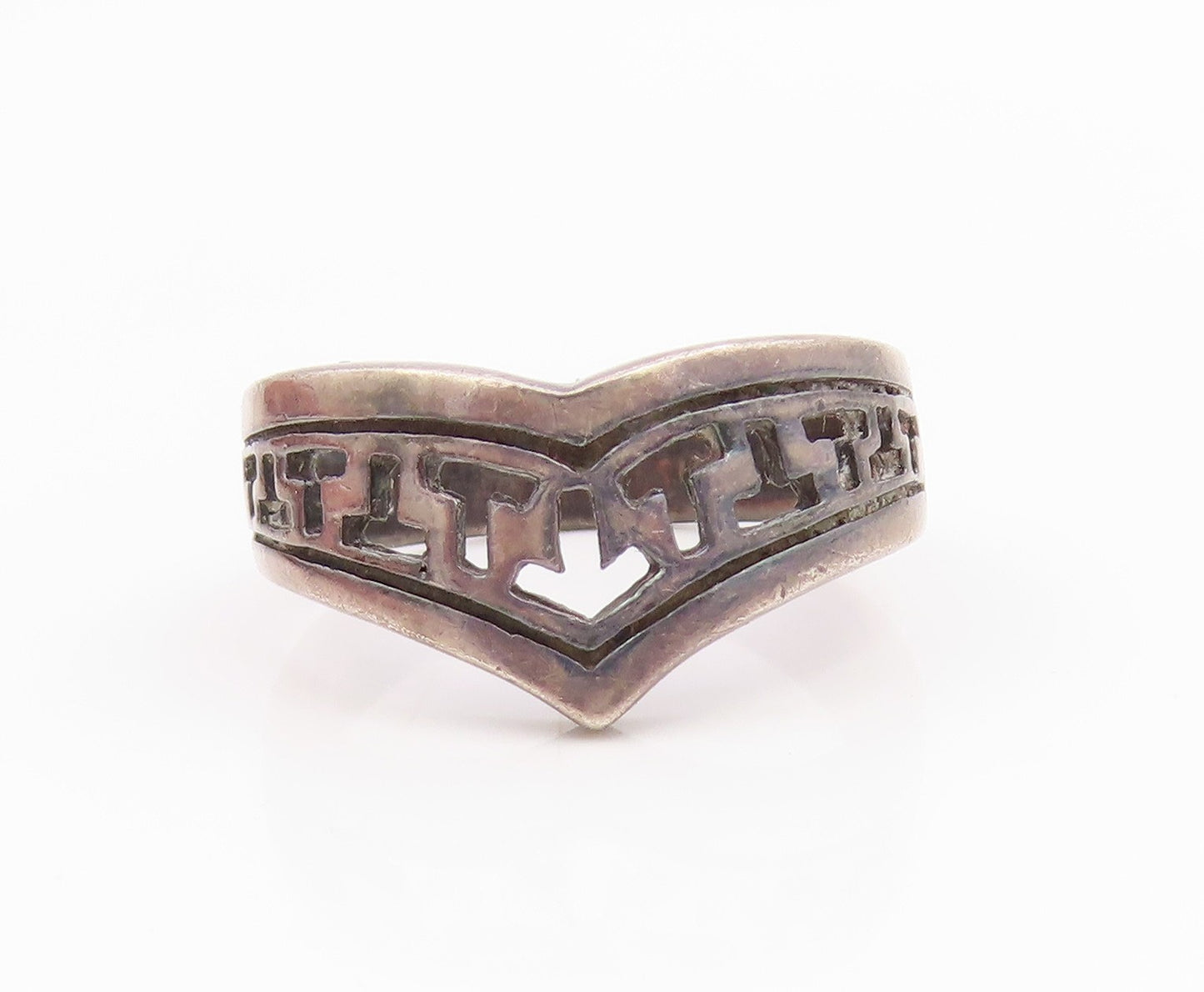 925 Sterling Silver Vintage Ring Letter T Initial Cutout Band  Sz 8  RG35701