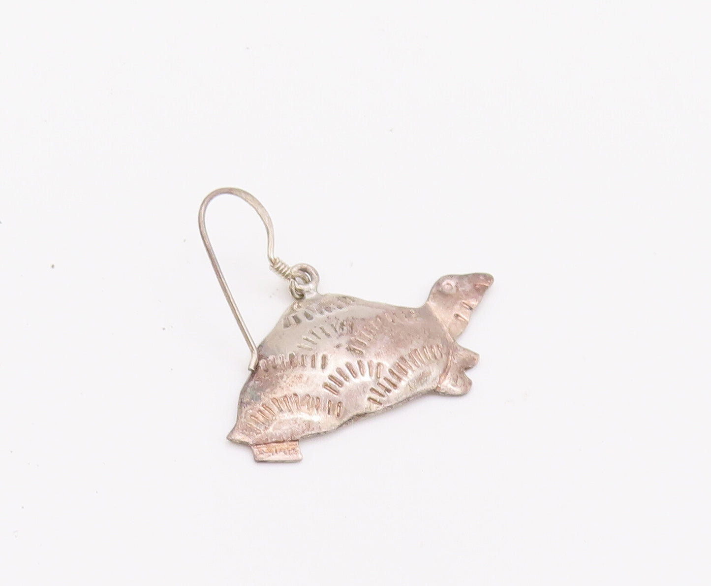 925 Sterling Silver Vintage Earrings Minimalist Etched Walking Turtle  EG12820