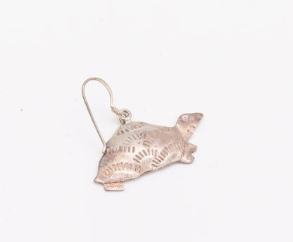 925 Sterling Silver Vintage Earrings Minimalist Etched Walking Turtle  EG12820