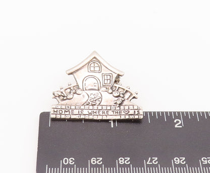 925 Sterling Silver Vintage Brooch Pin MARY ENGELBREIT Solid Carved Home BP10677