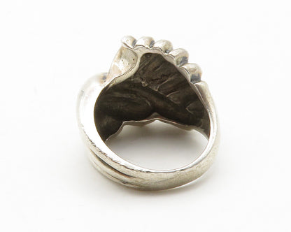 925 Sterling Silver  Vintage Shiny Fluted Design Band Ring Sz 7  RG13743