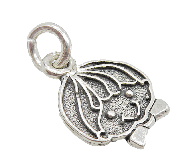 925 Sterling Silver  Vintage Petite Oxidized Child's Face Drop Pendant  PT8140