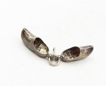 925 Sterling Silver  Vintage Antique Dark Tone Petite Shoes Pendant  PT7018
