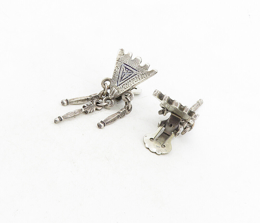 ALVA 925 Silver  Vintage Etched Detail Non Pierce Dangle Earrings  EG4514