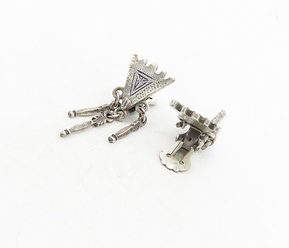 ALVA 925 Silver  Vintage Etched Detail Non Pierce Dangle Earrings  EG4514